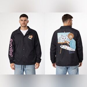 RIPNDIP x Bob Ross Lord Nermal Coaches Jacket Streetwear Black Men’s M